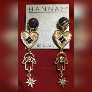 Heart & Hamsa Drop Earrings